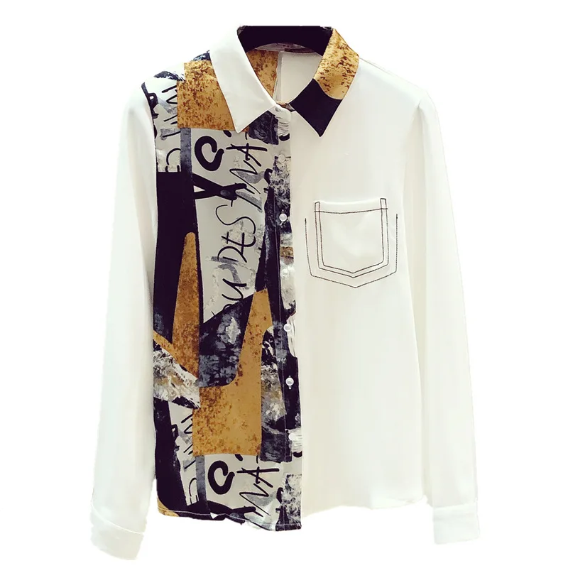 

Новинка Осень 2022, женская рубашка с длинным рукавом и контрастным цветовым принтом, чувственный нишевый темпераментный Топ