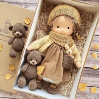 plush doll waldorf handmade soft stuffed cotton doll girl with golden curly hair best gift for kid plush fabric kawaii doll toys