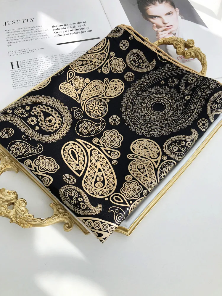 Квадратный шелковый шарф с принтом пейсли ручной каймой 100% натуральный шейный