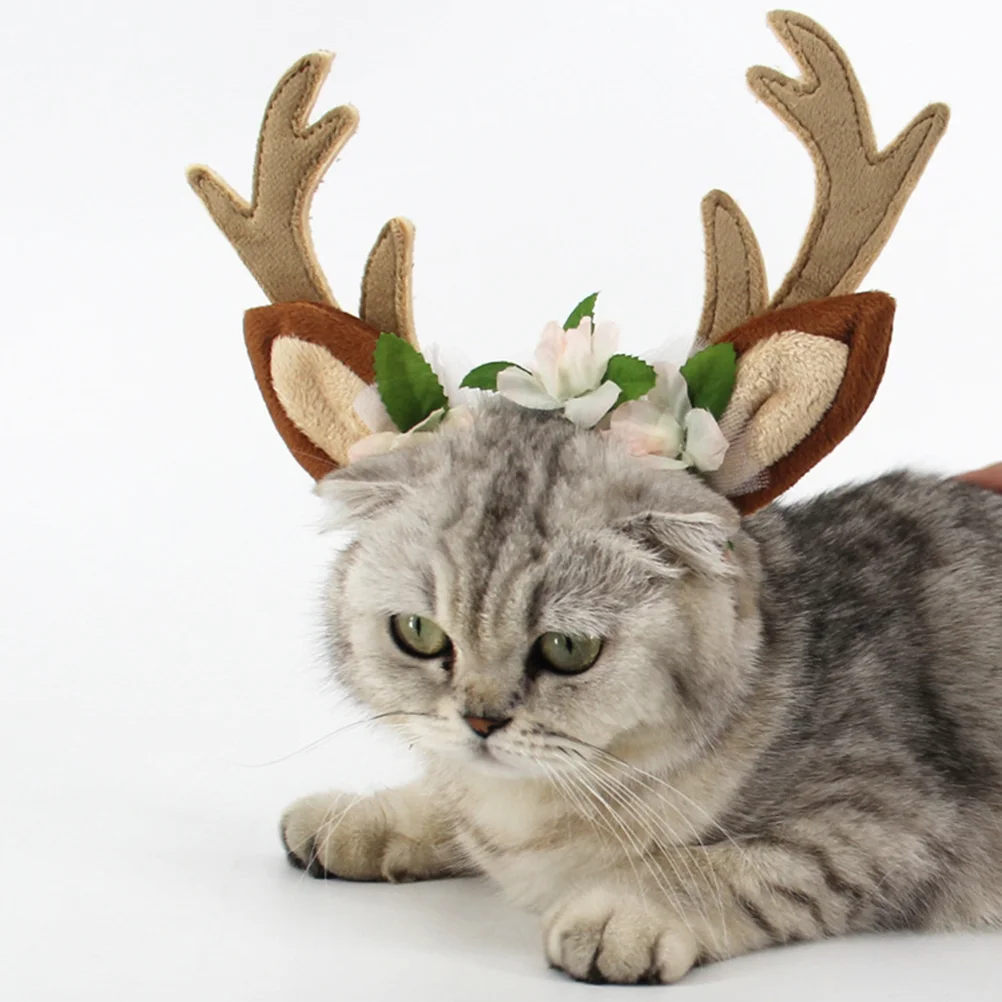 

Cat Headband Reindeer Dog Pet Headwearfor Hoop Hair Christmas Costume Holiday Headdress Band Head Antlers Dogs Outfit Ear Hat