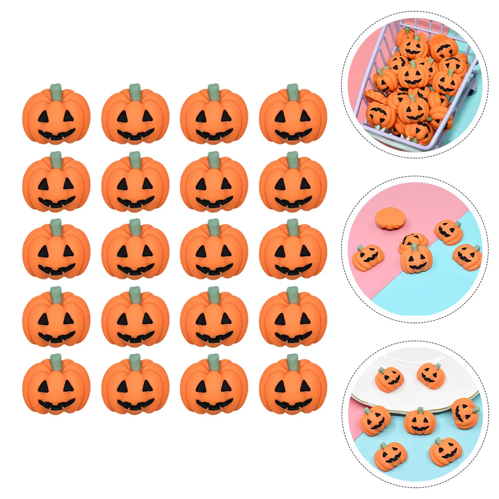 

20 Pcs Mobile Phone Case Pumpkin Stickers Jewelry Making Charms Resin Tablet Accessories Halloween Decoration Ornament Autumn