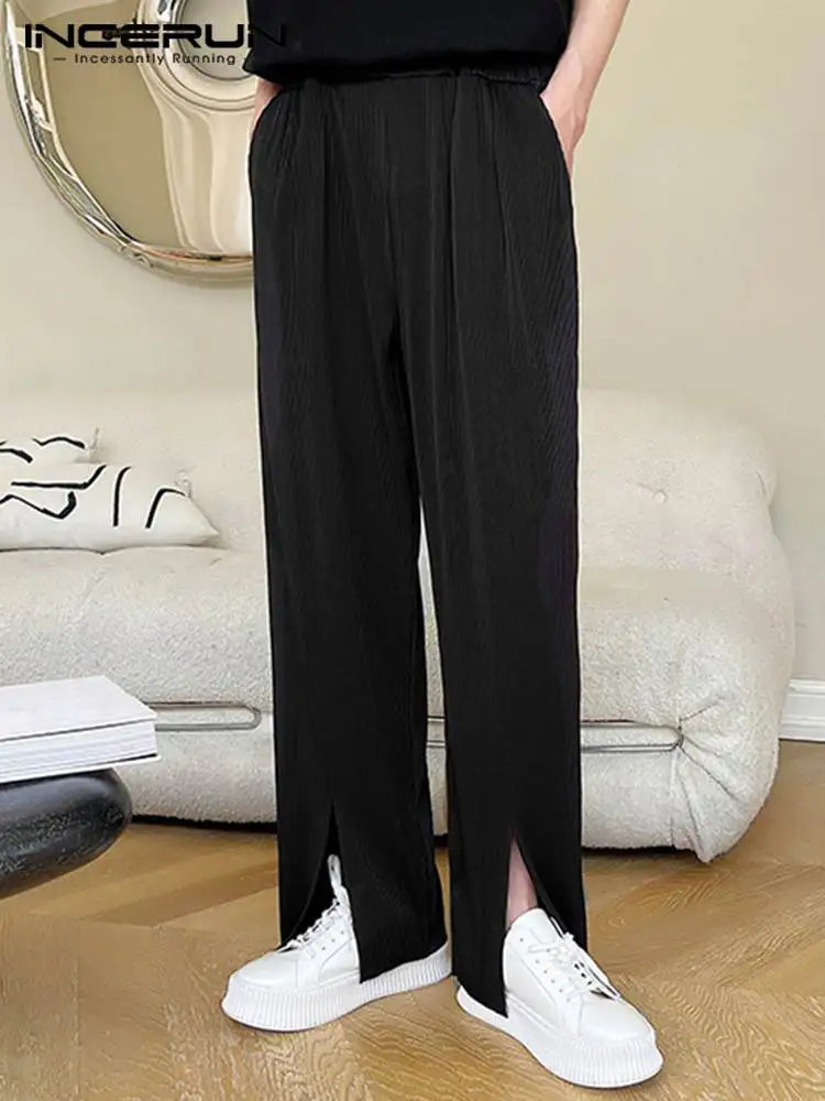 

Модные повседневные стильные новые мужские брюки с прямыми штанинами, стильные мужские однотонные свободные драпированные плиссированные...