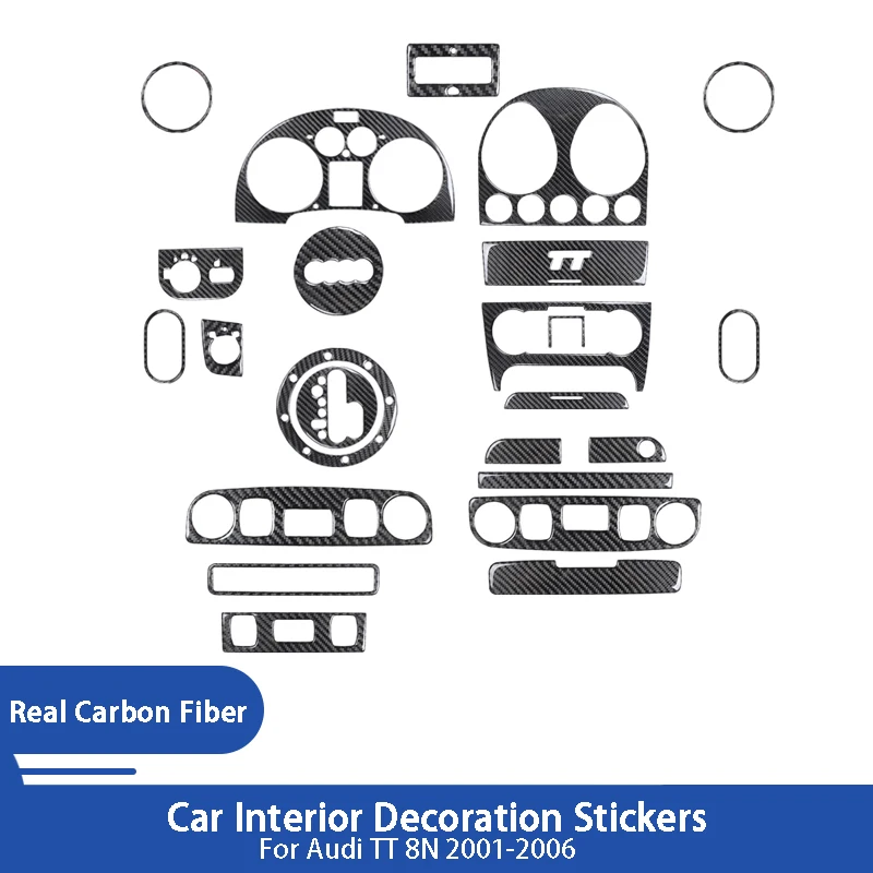 

Покрытие центральной консоли из настоящего углеродного волокна, отделка воздуховыпускного отверстия, наклейки на рулевое колесо для Audi TT 8N 2001-2006, аксессуары для интерьера