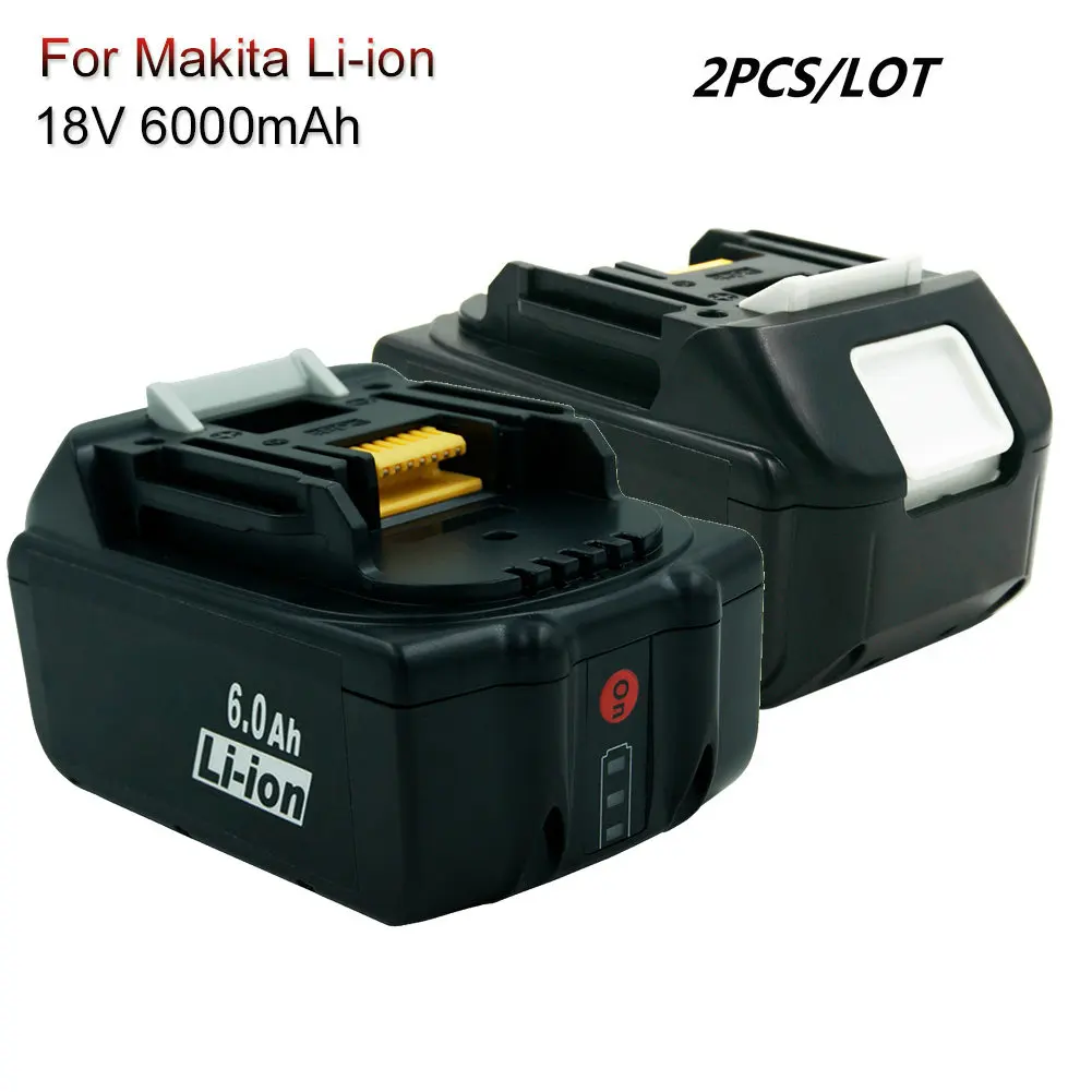 

2PCS BL1860 18V 6.0Ah Li-ion Rechargeable Battery for Makita Cordless Power Tools BL1830 BL1850 BL1840 LXT400 with LED