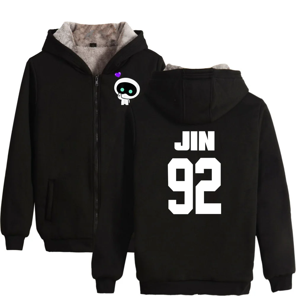 

Jin the Astronaut Hoodies Thick Warm Jin Solo Hoodies Sweatshirts 35% Cotton Winter with Velvet Autumn Zip up Hoodies