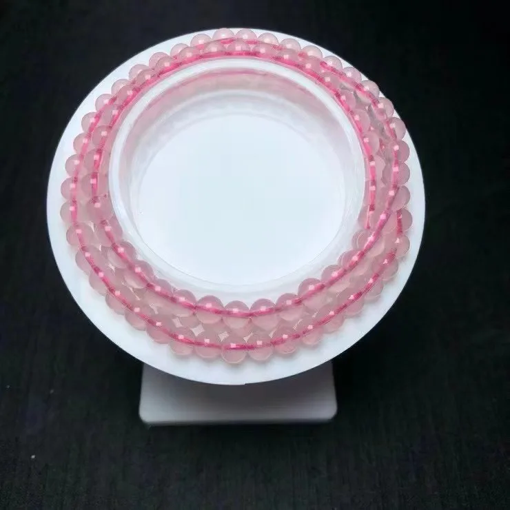 

5 мм, экономичный натуральный мадагаскарский розовый кварцевый кристалл, исцеляющий браслет из бусин с несколькими петлями, модные ювелирные изделия для подарка
