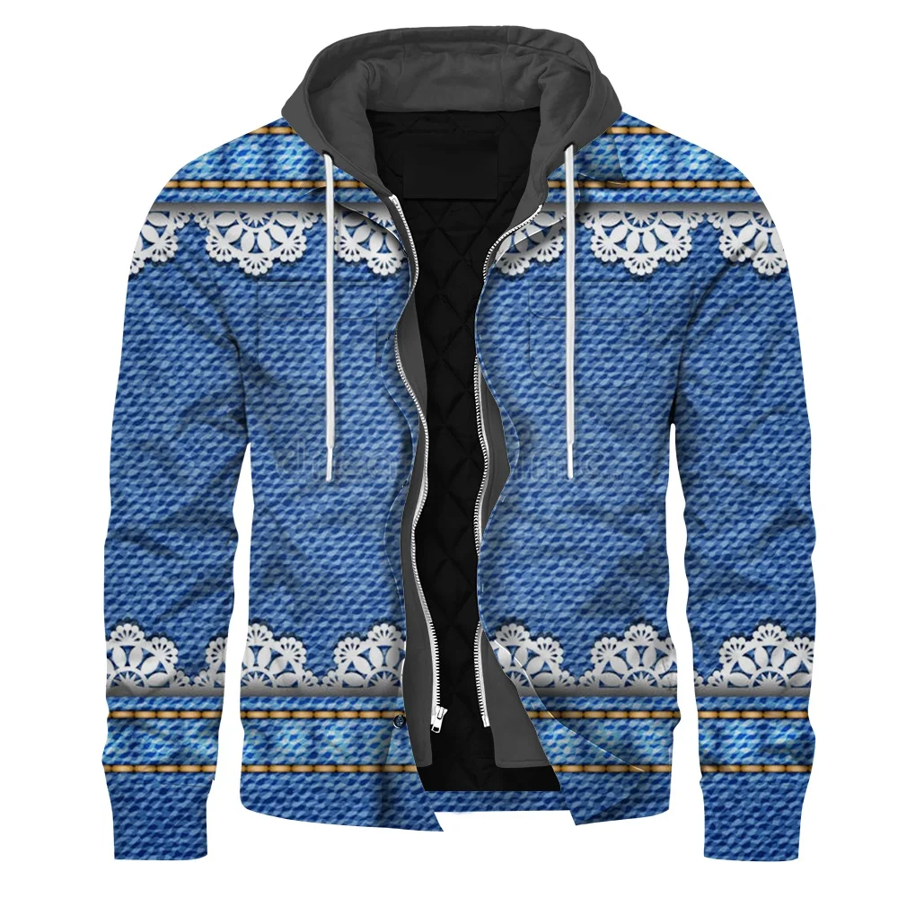 

Модная мужская куртка HX, искусственная ретро старая джинсовая куртка с кружевом и бахромой, ламинированное хлопковое плотное теплое худи, повседневная мужская одежда