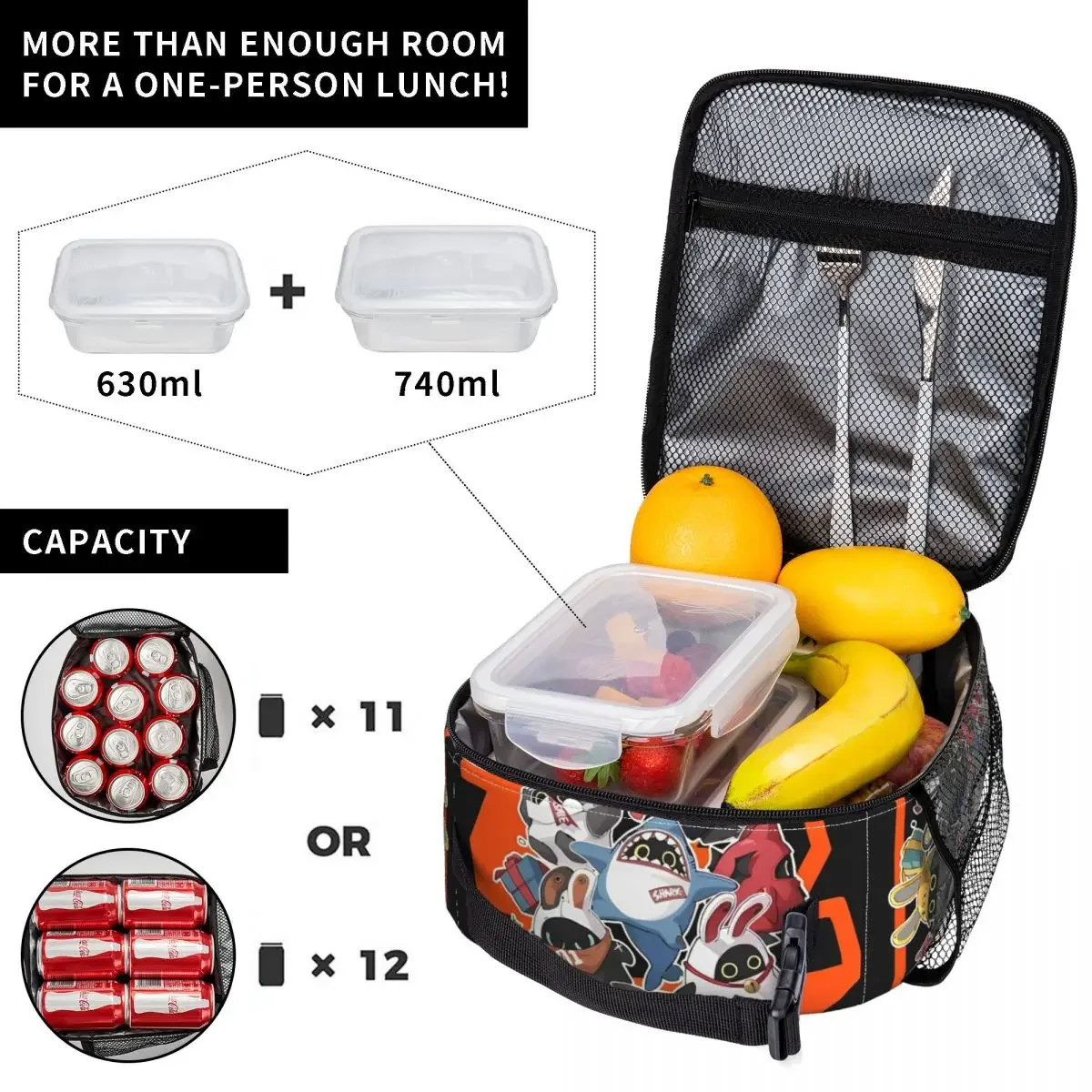 Оранжевый изолированный Ланч-бокс Zenless Zone Zero Bangboo пищевой контейнер сумки