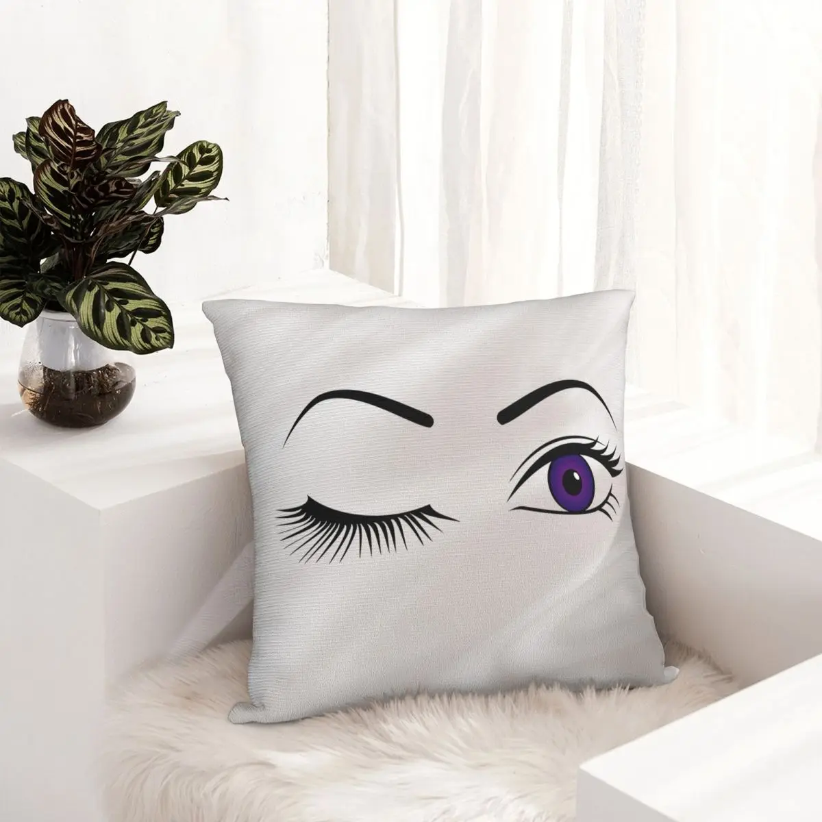 

Silver Violet Wink (Left Eye Open) pillowcase printed cushion cover sofa waist pillow pillow cover