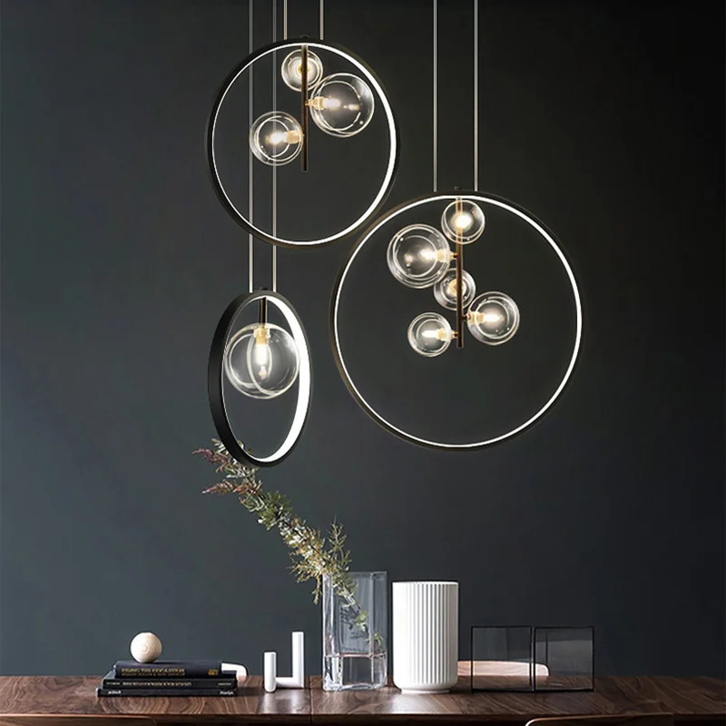 

Simple Bubble Design Glass Ball New Modern LED Pendant Lights Living Dining Study Room Bedroom Stairs Bar Lamps Indoor Lighting