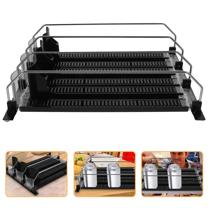 Can Dispenser Refrigerator Bottle Soda Pusher Holder Beverage Water Storage Glide Self Pushing Mini Rack