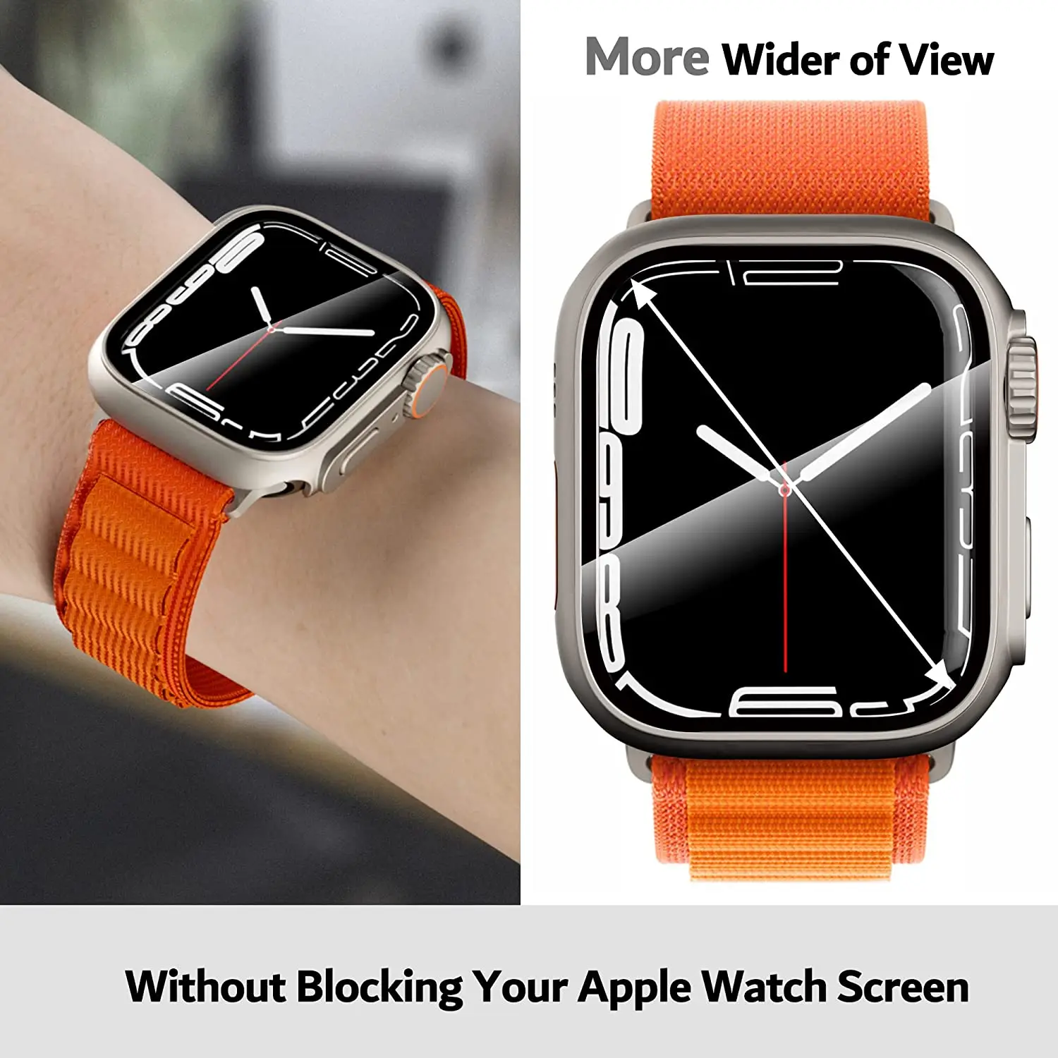 2nd Updated Mod Kit Glass Film Case Refit 360 Cover +Nylon Alpine Loop Strap For Apple Watch 8 7 6 5 4 Band Change to Ultra 49mm