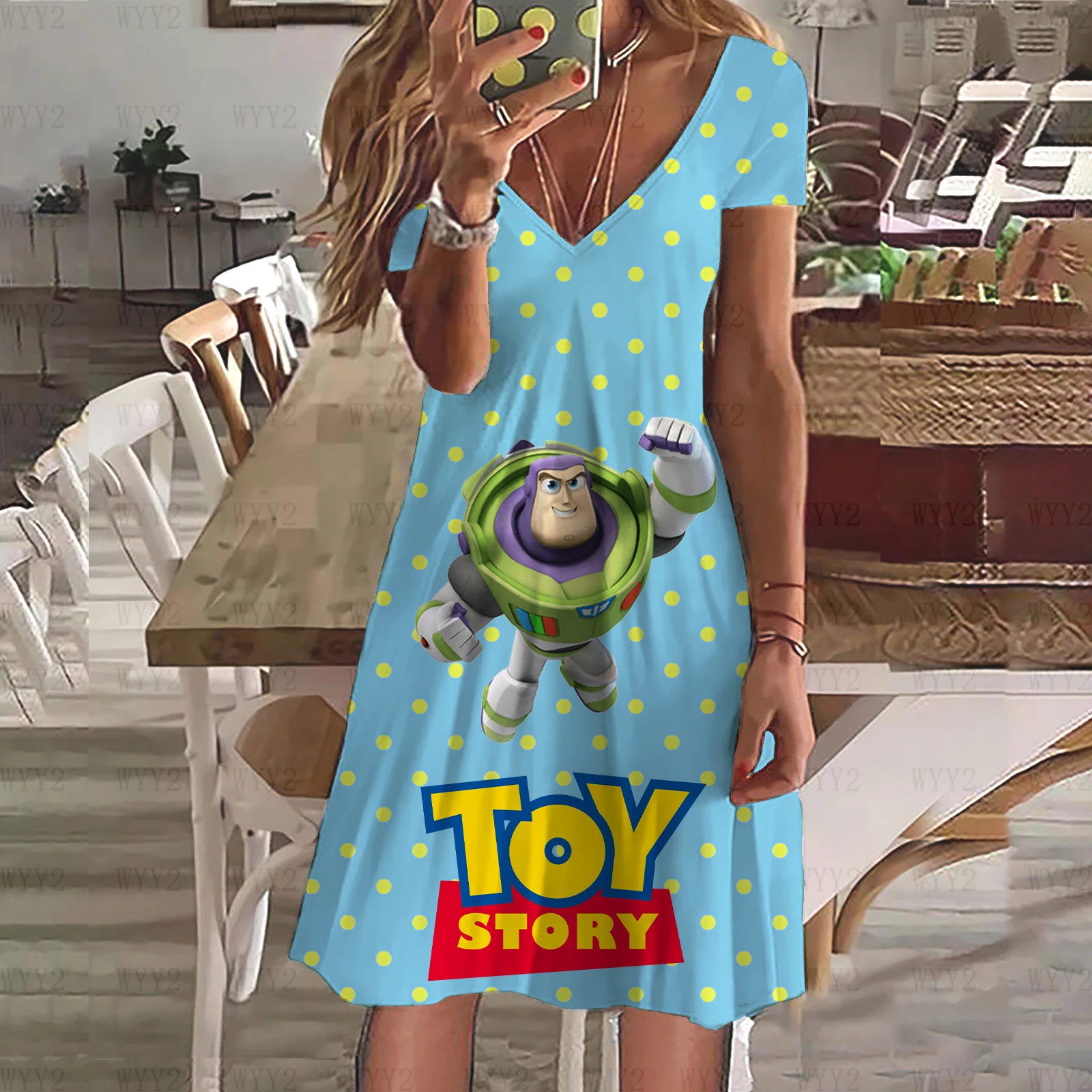 Женская одежда повседневное простое платье с принтом диснеевских игрушек