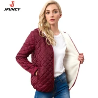 jfuncy 2021 autumn winter women short jacket long sleeve cotton velvet parkas clothing female hooded coat casual woman outwear