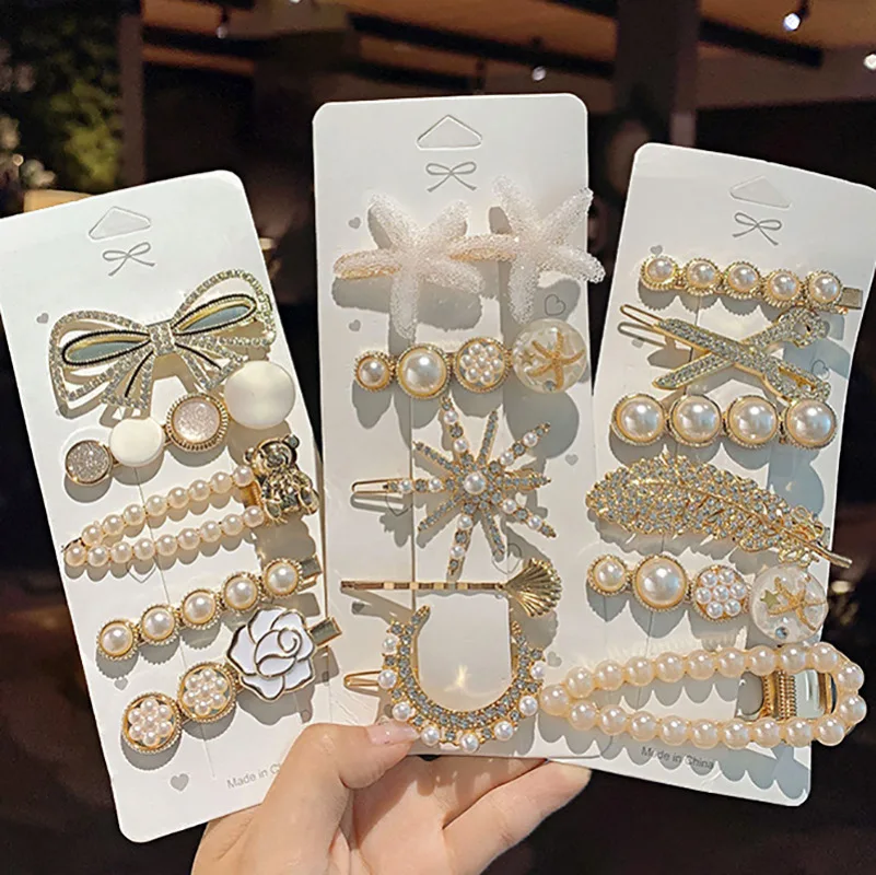 

Wholesale 50pcs rhinestone hairpin side bangs hairpin Korean ins style girl hair clip headdress accessories