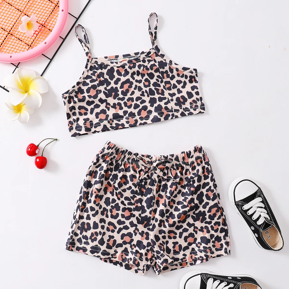 

Summer Girls Clothes Sets Sleeveless Shirts+shorts 2pcs/set for Kids Children Outfits Leopard Toddler Boutique Clothing 1-6T