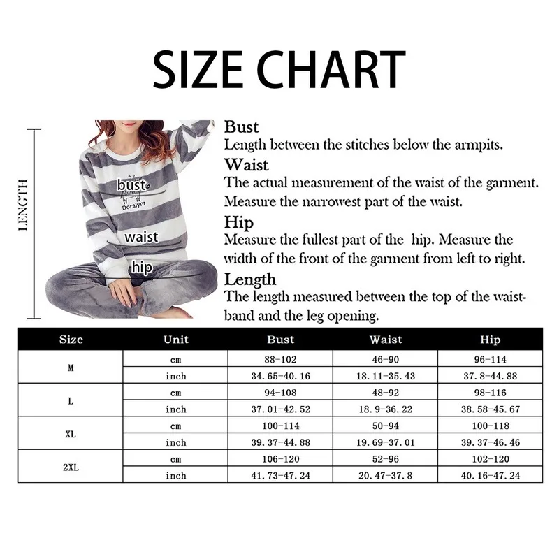 Winter Pyjamas For Women Long Sleeve Flannel Warm Sleepwear Coral Fleece Thicken Nightwear Cute Cartoon Loungewear 2 Pieces Sets