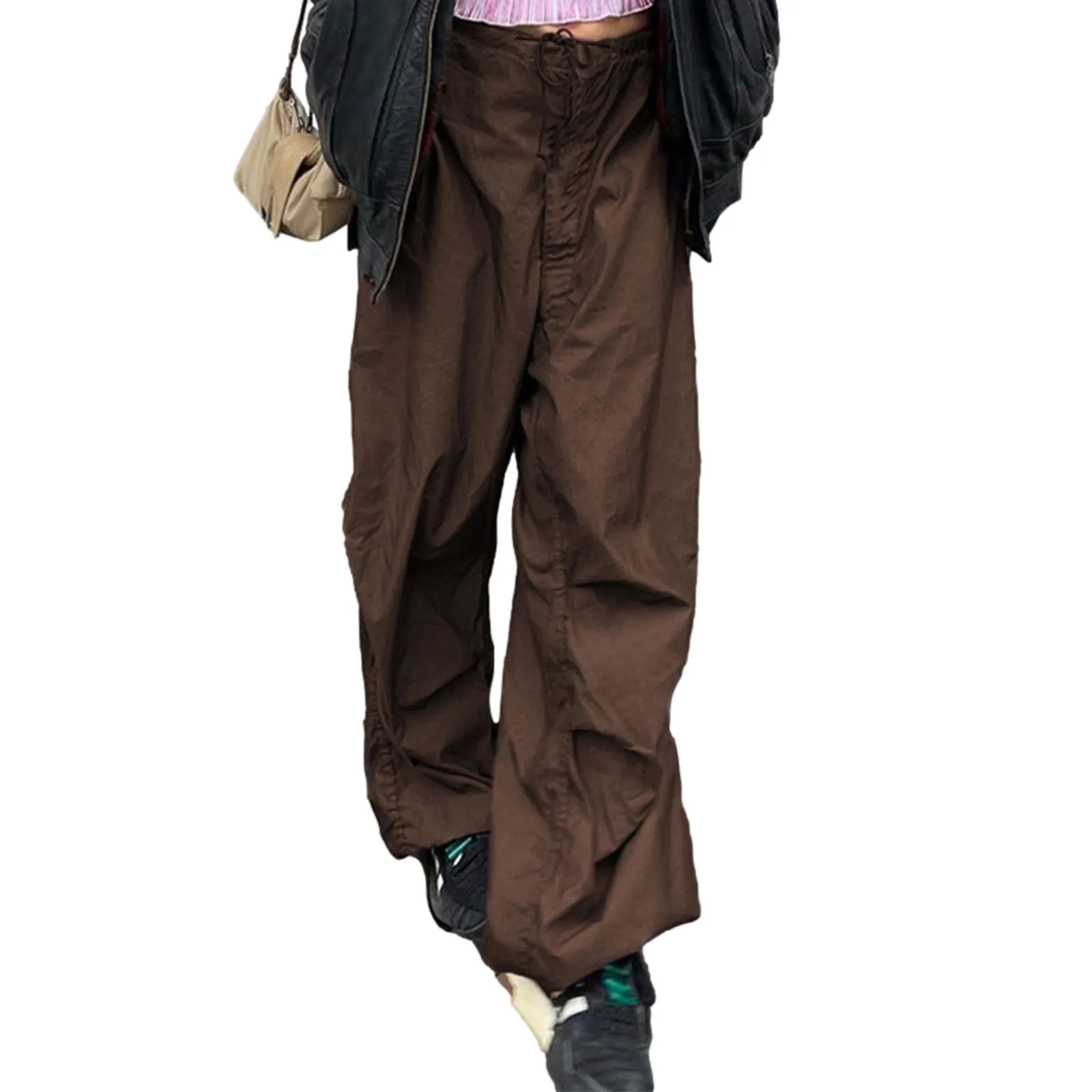 

Женские Мешковатые брюки-карго Y2K с высокой талией и широкими штанинами, Свободные повседневные длинные брюки, брюки для женщин, уличная оде...