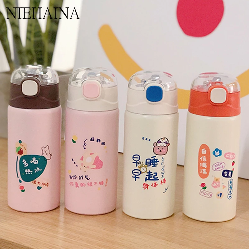 

Thermal Cups Cartoon Straw Cup High Temperature Water Bottle Keeps Cold And Heat304 Stainless Steel Water Bottle For Children
