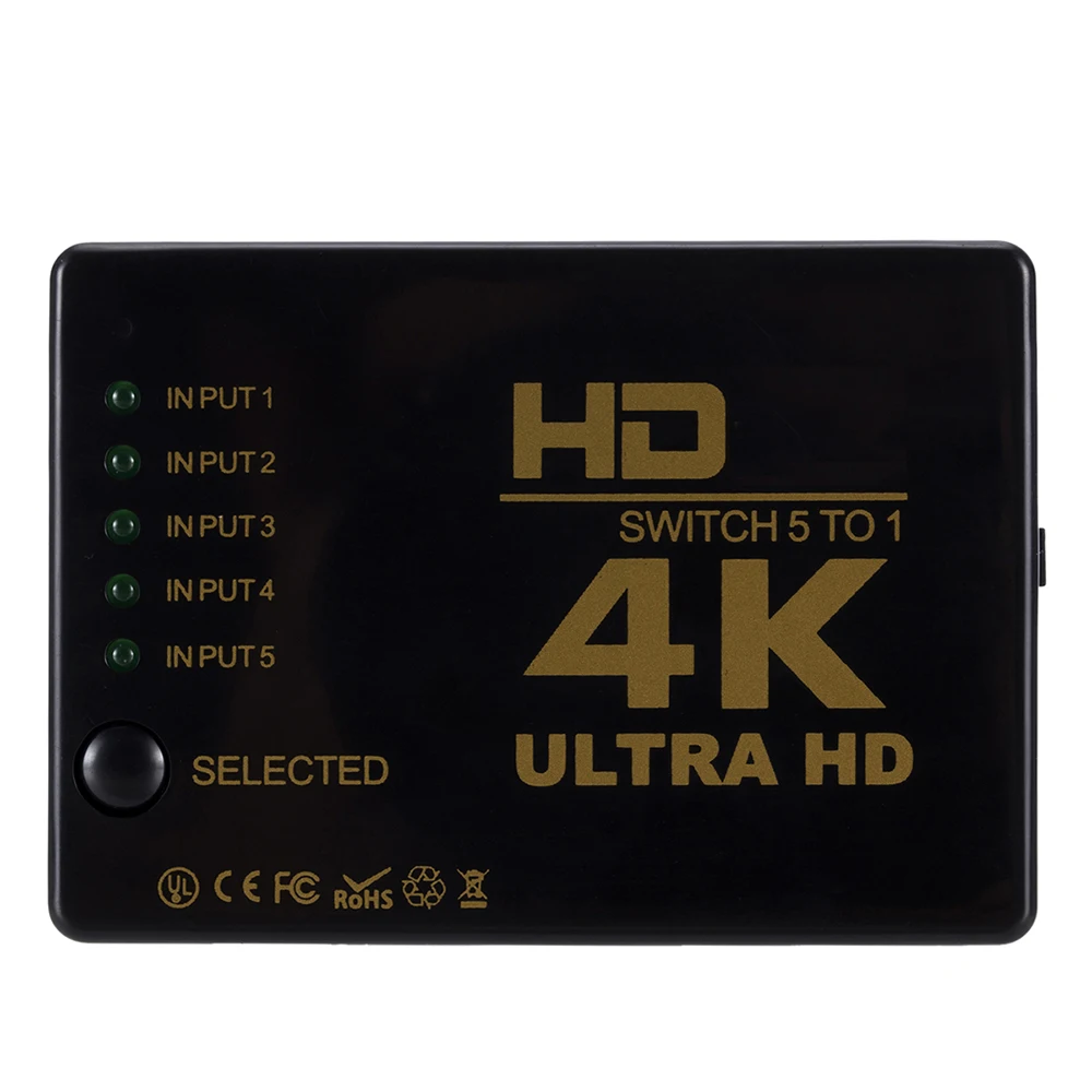 

Новый HDMI-совместимый коммутатор 4K коммутатор 5 в 1 HD 1080P видео кабель сплиттер концентратор адаптер конвертер для PS4/3 ТВ приставки HDTV ПК