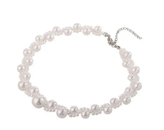 Ожерелье с жемчугом ручной работы японская цепочка до ключицы нестандартная