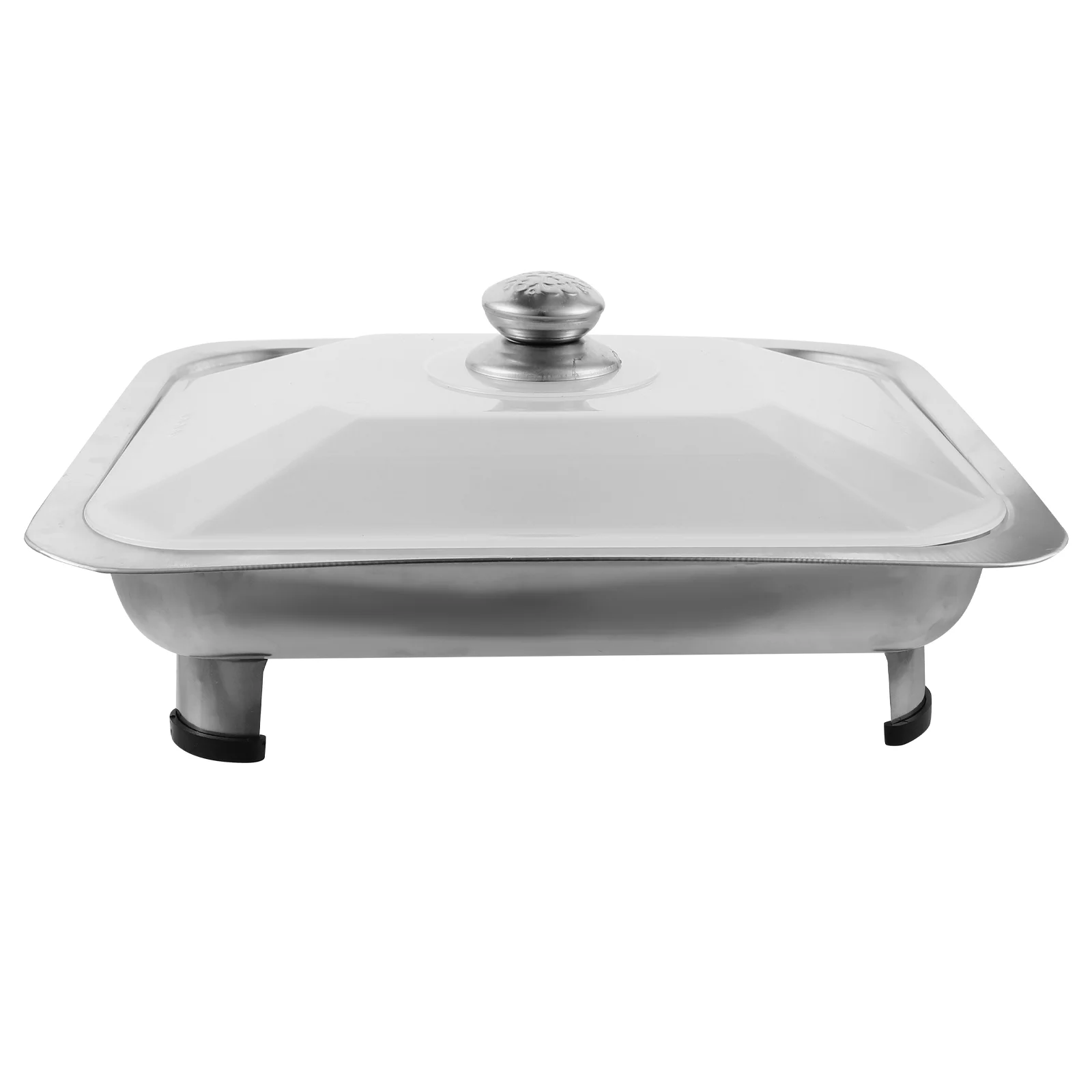 

Buffet Server Stainless Steel Buffet Dish Tray Rectangular Canteen Basin with Cover