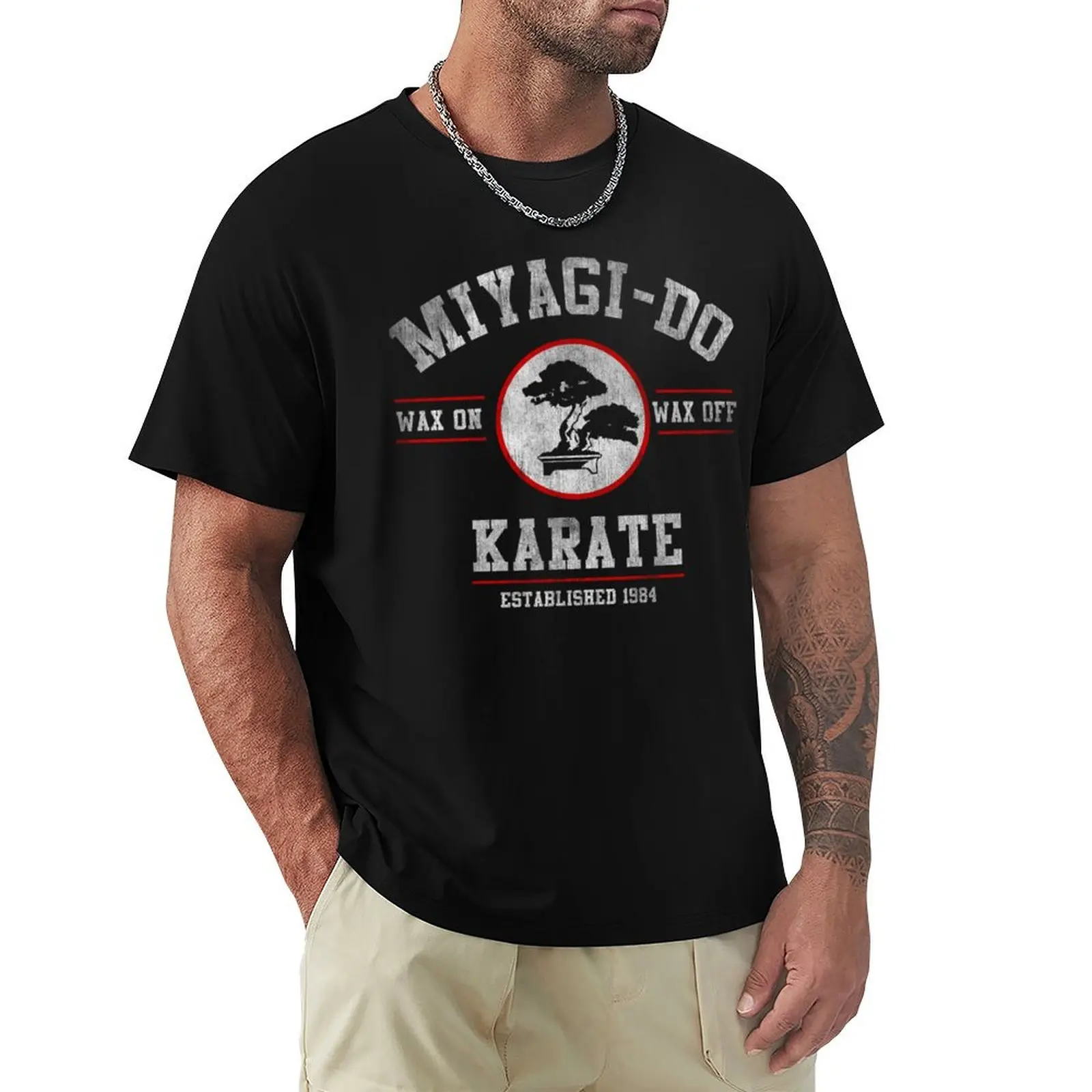 Фото Футболка Miyagi Do Karate Kid Wax On Wax Off, повседневная, с коротким рукавом, для отдыха. №1