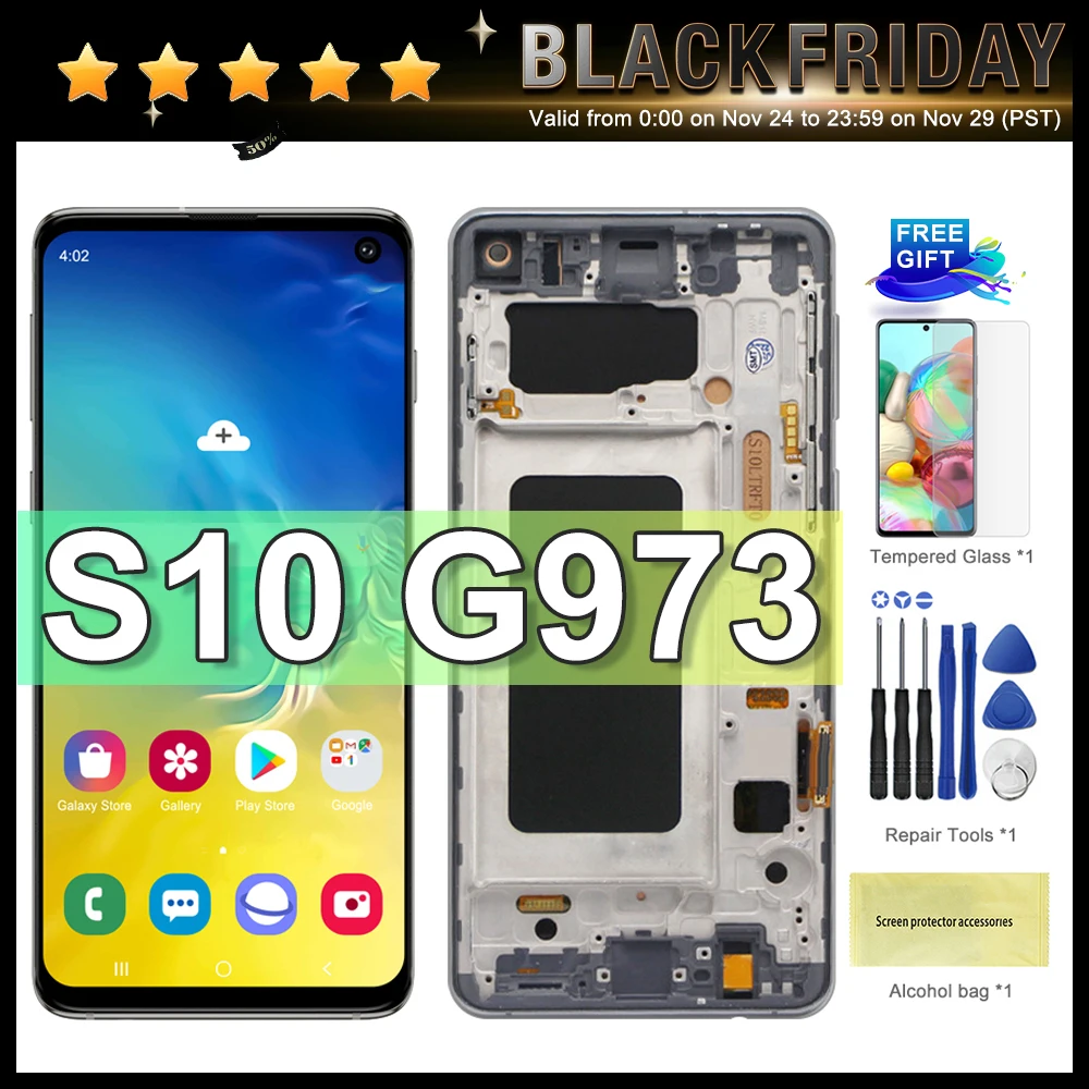 

Высококачественный ЖК-дисплей TFT для Samsung Galaxy S10 G973F/DS G973U G973 SM-G973, сенсорный экран с рамкой, для Galaxy S10 LCD