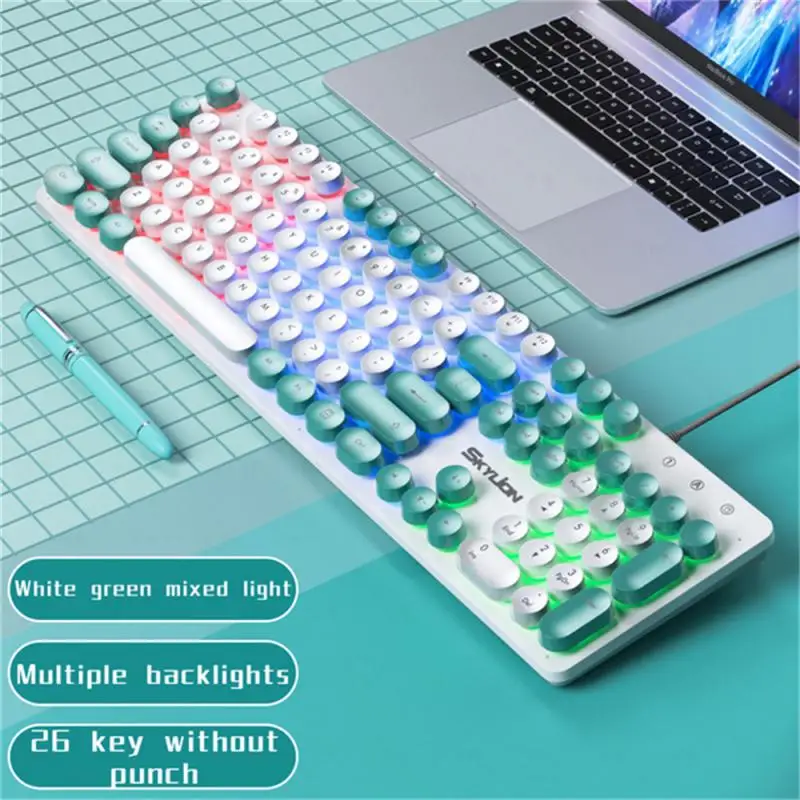 

Number Of Buttons 104 Adjustable Breathing Light Wired Illuminated Punk Keyboard 26 Key Collision Free Line Length 1.4 Meters