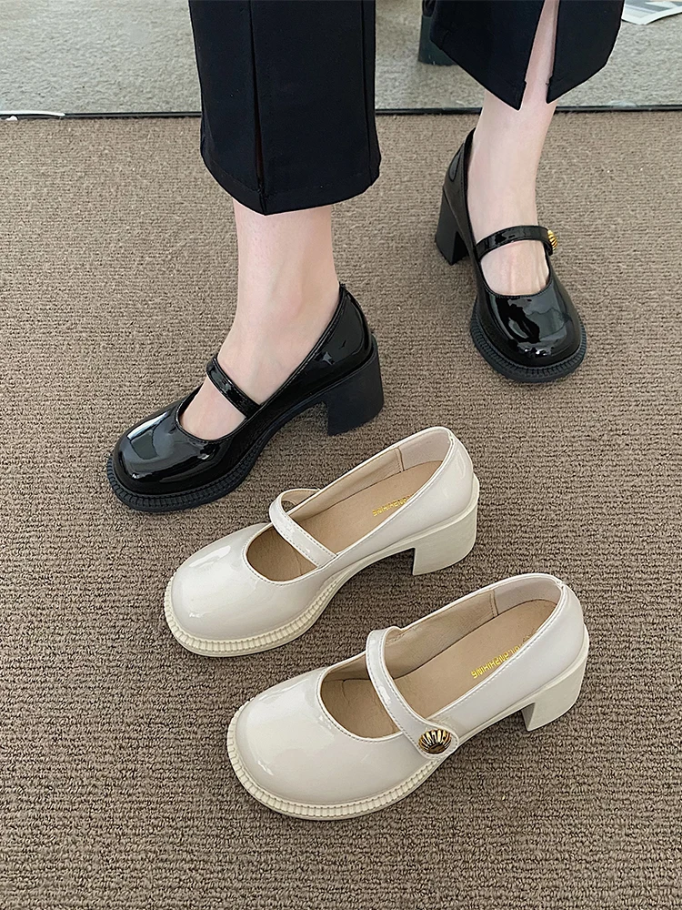

Casual Woman Shoe Clogs Platform Modis Oxfords Elegant Round Toe Female Footwear New On Heels Creepers 2022 Leather Comfortable