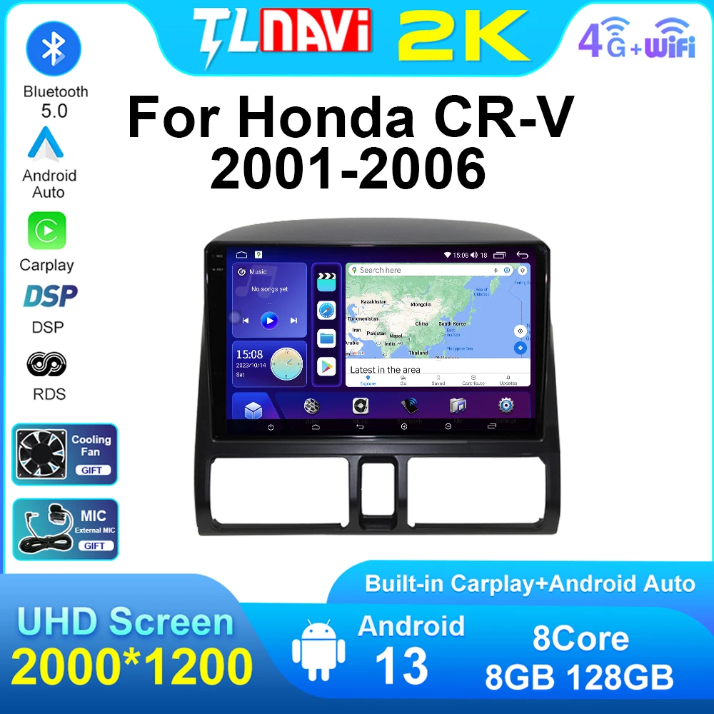 2000x1200 QLED для 2001 2002 2003 2004 2005 2006 Honda CR-V CRV Автомобильный стерео мультимедийный плеер