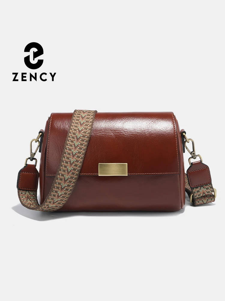 

Zency Genuine Leather Luxury Designer Handbag For Women Large Capacity Shoulder Bag 2023 For Commuter Ladies Handbag Retro Black