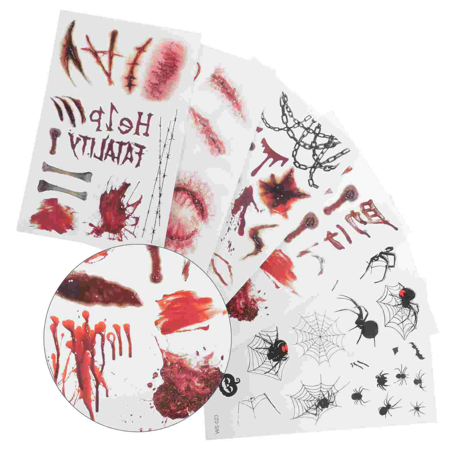 

6 Sheets Halloween Party Makeup Supplies Spoof Well-made Halloween Face Decors Spider Stickers for Halloween