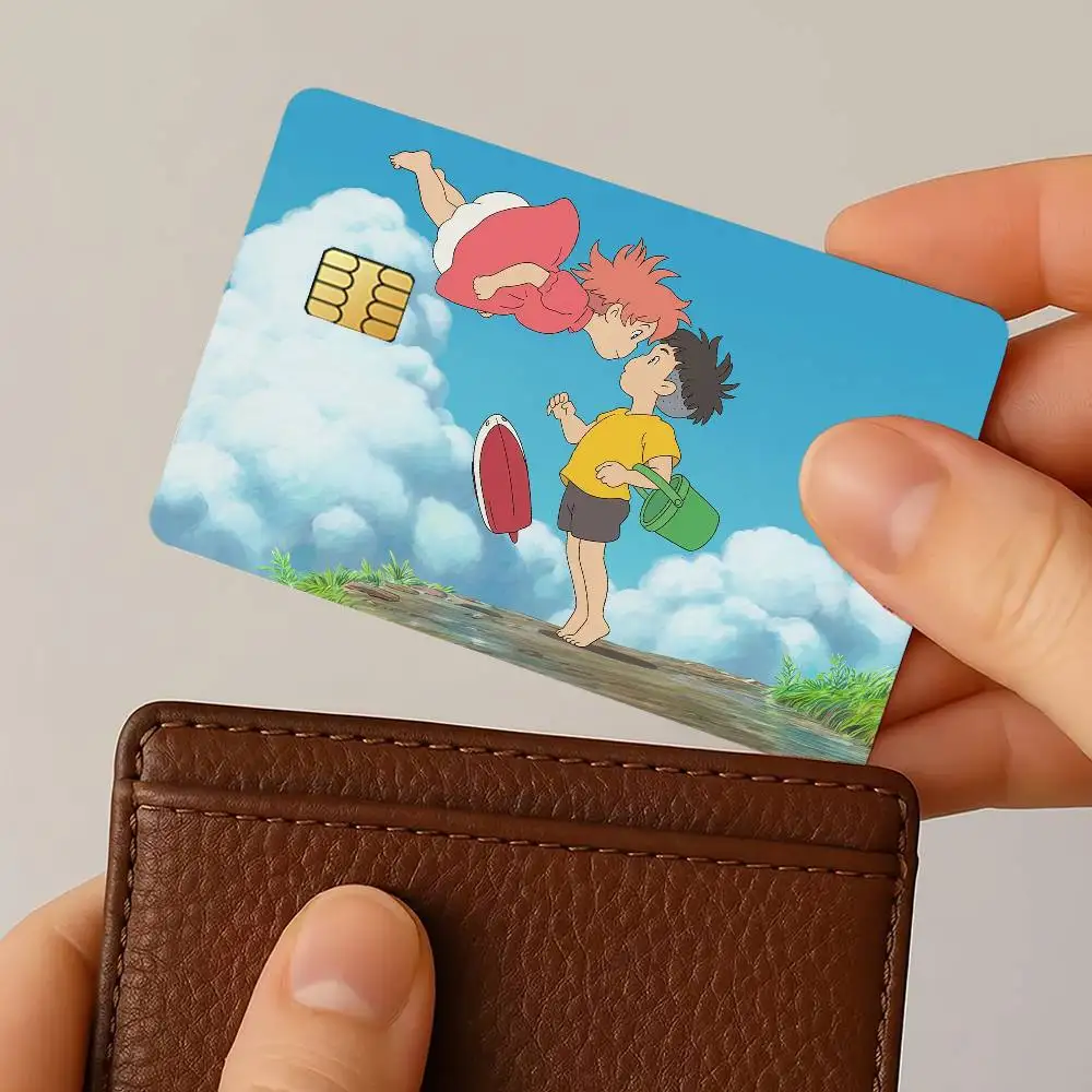Фото Мультфильм P-Ponyo на C-Cliff кредитная карта для банковского дебета декоративная защита 4 шт. водонепроницаемые наклейки против царапин автобус метро №4
