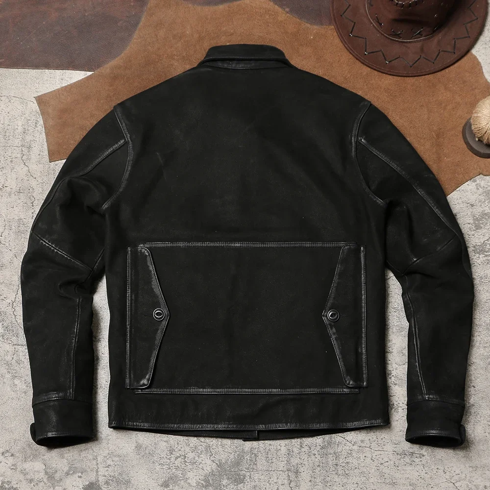 Кожаная куртка старого дроворуба в стиле ретро. Кожаное пальто Detroit Leather Tooling с