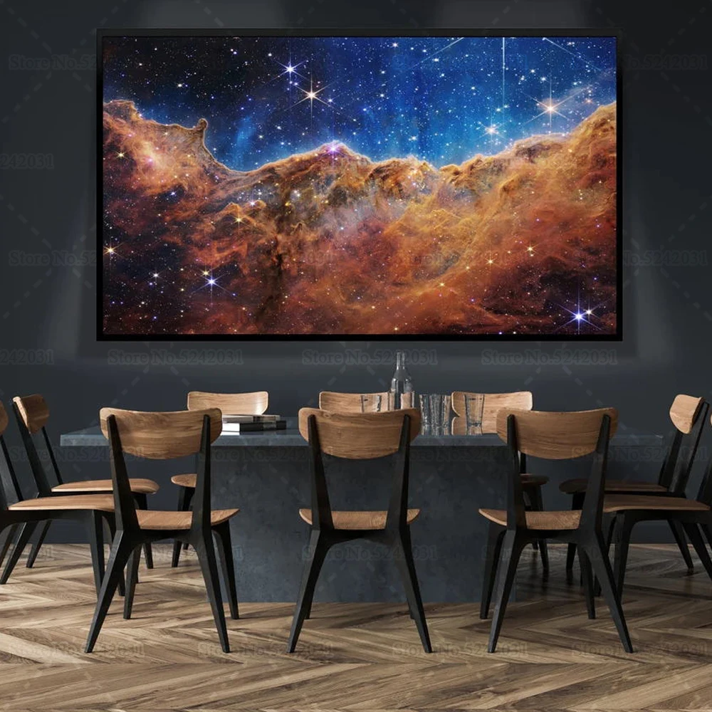 

James Webb Space Telescope Carina Nebula Highly Detailed Cosmic Cliffs Canvas Painting Star Birth Poster Galaxy Wall Art Decor