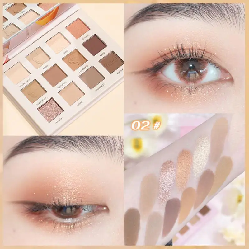 

12 Colors Eyeshadow Palette Portable Makeup Highlight Matte Shimmer Eye Shadow Shiny Long Lasting Natural Eye Pigment Cosmetics