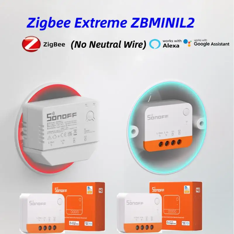 Мини-переключатель Sonoff ZBMini L2 Extreme Zigbee не требует нейтрального провода сцена ZBMINIL2