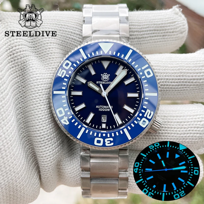 

STEELDIVE SD1976P Blue Dial 316L Case Sapphire Glass 48MM One-Piece Case NH35 Automatic Movement 1000M Waterproof Men Dive Watch