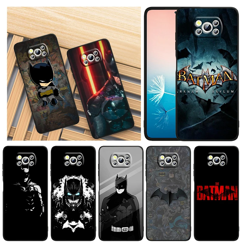 

Superhero Batman Anime Art Phone Case For Xiaomi Mi Poco X4 X3 NFC F4 F3 GT M5 M5s M4 M3 Pro C40 C3 5G Funda Black Soft Cover