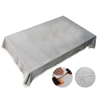 washable crinkle resistant waterproof rectangular tablecloth fringed cotton linen tablecloth with tassel spill proof table cover
