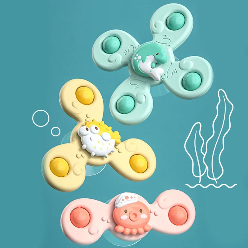 

Children Bathing Sucker Spinner Suction Cup Toy Rotating Flower Sucker Twirling Toy Fidget Spinner Fun Dining Table For Kids