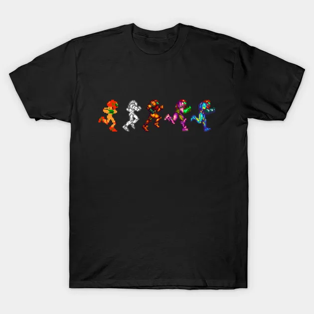 

Men T-Shirt Evolution Of Samus Metroid Pixel Art By Threadbaregaming Tshirt Women T Shirt