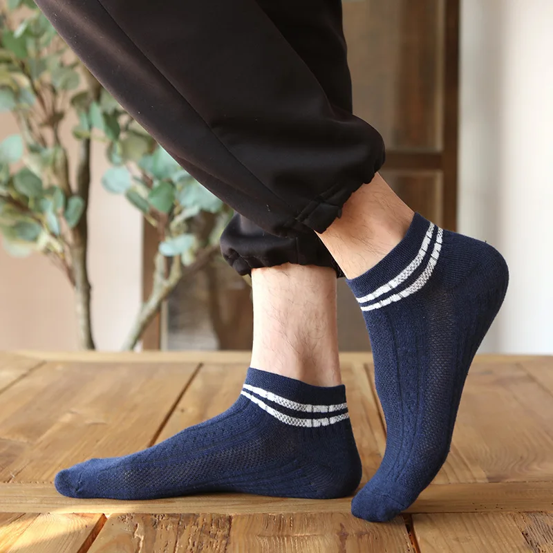 50 Pairs Men Women Cotton Ankle Socks Low Tube Autumn Striped Comfortable Breathable Sweat Absorption Socks