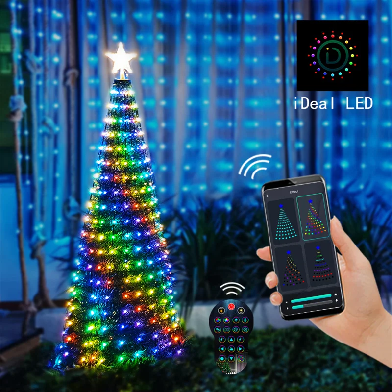 Tuya Smart Christmas Tree Garland LED Fairy String Lights App Remote control DIY Picture Display for Outdoor Wedding Party Decor