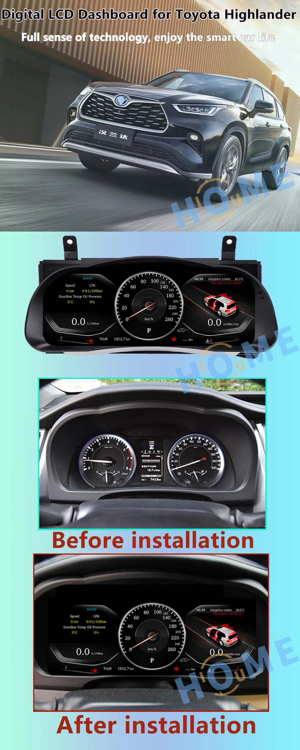 Цифровой приборной панели виртуальный прибор кластер кабины ЖК-спидометр для