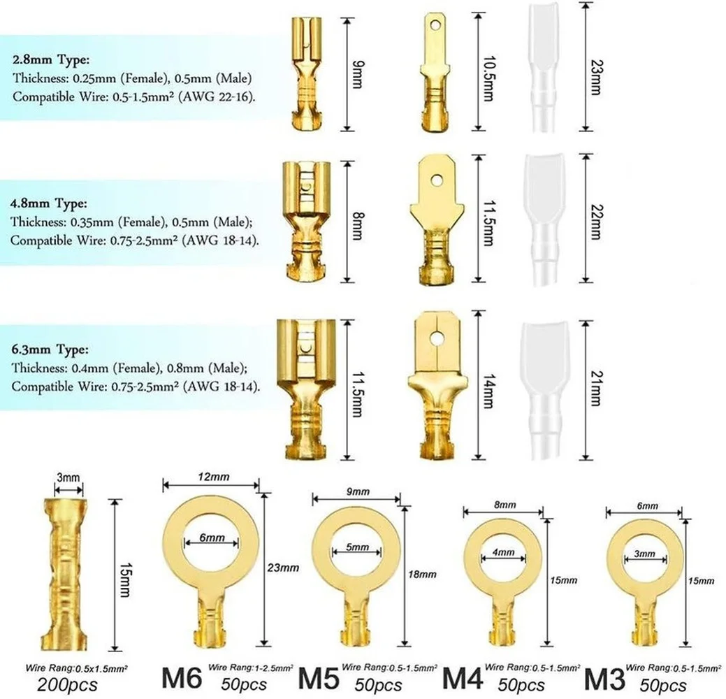 135/1051 шт. кабельные наконечники для гнезда автомобиля клеммы электрических