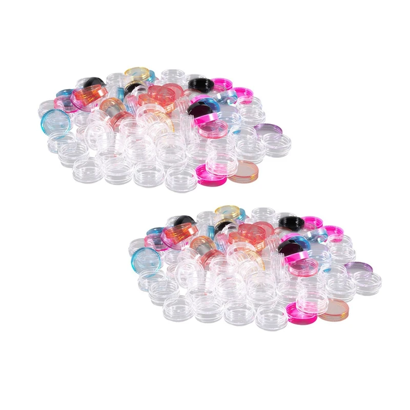

150 шт., пластиковые банки для кремов, 5 г, 10 цветов