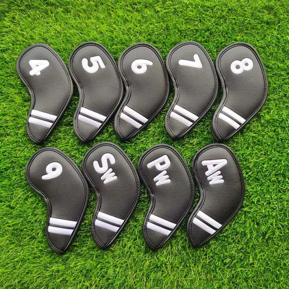 

9Pcs/Set PU Golf Club Cover Various Colors And Styles Golf Iron Headcover For Adult Golf Headcover With Number Design Embroidery