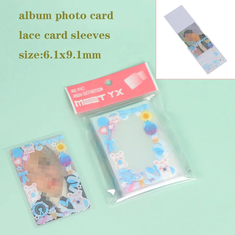 

50Pcs Lace Flower Transparent Clear Sleeves Korea Idol Photo Holographic Protector Album Card Set Trading Cards Shield Cover